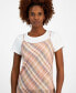 Фото #4 товара Women's Plaid Layered-Look Midi Dress