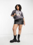 ASOS DESIGN Curve oversized t-shirt with motorhead license graphic in washed charcoal