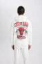 Фото #11 товара DeFactoFit Chicago Bulls Standart Fit Kapüşonlu Kalın Sweatshirt