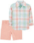 Фото #1 товара Toddler 2-Piece Button-Down Shirt & Chino Shorts Set 2T