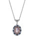 ფოტო #1 პროდუქტის Crystal Purple Blue Oval Pendant Necklace