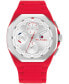 ფოტო #1 პროდუქტის Men's Multifunction Red Silicone Watch 44mm