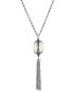Silver-Tone MOP 3 Sided Spinner Tassel Necklace