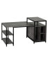 Фото #1 товара Computer Table with Shelves Home Office Desk Adjustable Feet, Wood Grain