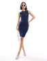 Фото #1 товара Superdry Rib bodycon midi dress in richest navy