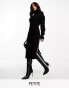 Фото #2 товара Threadbare Petite Brooklyn roll neck tie waist midi jumper dress in black