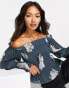 Фото #3 товара AllSaints Lara Cordelia off shoulder top in smoke grey floral