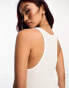 Miss Selfridge longline soft touch rib vest top in white