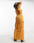 Фото #1 товара Reclaimed Vintage shirred ruffle maxi dress in spice orange