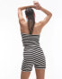 Topshop co-ord knitted black and white stripe micro shorts in mono Monochrom, 46 - фото #4