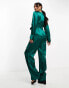 Фото #8 товара Closet London satin wrap wide leg jumpsuit in emerald