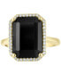 Фото #2 товара EFFY® Diamond (1/6 ct. t.w.) & Onyx (14 x 10mm) Statement Ring In 14k Gold