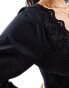 Фото #4 товара ONLY broderie detail cropped blouse in black