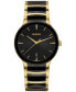 ფოტო #1 პროდუქტის Unisex Swiss Centrix Black Ceramic & Gold PVD Bracelet Watch 40mm