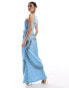 Фото #4 товара ASOS DESIGN embellished swirl detail mesh maxi dress in light blue