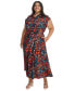 Plus Size Printed Cap-Sleeve Shirtdress Indigo Clay, 18W - фото #4