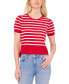 Women's Cotton Short-Sleeve Striped Crewneck Sweater