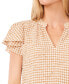 ფოტო #3 პროდუქტის Women's Shirred V-Neck Flutter-Sleeve Blouse