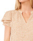 Women's Shirred V-Neck Flutter-Sleeve Blouse