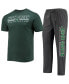 Фото #1 товара Men's Heathered Charcoal, Kelly Green North Texas Mean Green Meter T-shirt and Pants Sleep Set