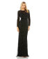 Women's Beaded Long Sleeve Evening Gown