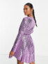 Фото #2 товара Collective the Label Petite exclusive sequin wrap mini dress in lilac