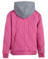 ფოტო #2 პროდუქტის Big Girls Contrast Hood Ribbed Cuff Sleeve Puffer Jacket