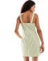 Daisy Street square neck mini button front dress in pistachio stripe Pistaziengrün-Braun, DE 40 - фото #3