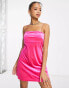 Фото #1 товара New Look 90s velvet a-line dress in bright pink