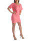 ფოტო #3 პროდუქტის Solid Color Loose Fit V Neck T Shirt Style Women's Knee Length Dress