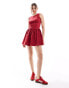 ASOS DESIGN poplin skirt mini dress in red