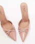 Simmi London Ailla pointed kitten mules with bow detail in blush Beigefarbenes PU, 36 - фото #3