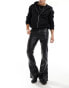 Фото #10 товара ASOS DESIGN flared trouser with split hem and popper detail in black leather look