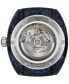 ფოტო #3 პროდუქტის Men's Swiss Automatic Sideral S Blue Perforated Rubber Strap Watch 41mm