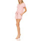 Фото #3 товара Women's Logo Print Jersey Short Sleeve V-Neck T-Shirt and Shorts, Pajama Lounge Comfy Sleepwear Set, 2 Piece