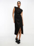 ASOS DESIGN sleeveless tuck detail midi dress in black 36 - фото #2