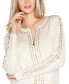 Фото #5 товара Black Label Women's Crewneck Embellished Zip Cardigan Sweater