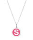 Фото #22 товара Auburn Jewelry mini Initial Pendant Necklace in Sterling Silver and Hot Pink Enamel, 16" + 2" Extender