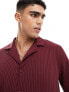 Фото #2 товара ASOS DESIGN long sleeve rib jersey shirt with revere in burgundy