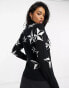 Threadbare Ski roll neck star printed jumper in black