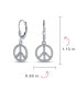 Message World Peace Sign Symbol Cubic Zirconia Pave CZ Lever back Drop Dangle Earrings For Women Rose Gold Plated .925 Sterling Silver