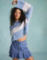 Фото #1 товара Miss Selfridge oversized crop jumper in blue stripe