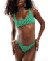 Фото #3 товара Mango thin stripe print bikini bottom in green and white