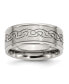 Фото #2 товара Stainless Steel Brushed Scroll Design Ridged Edge Band Ring