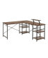 Фото #3 товара Wood L-Shape with Storage Shelves Industrial Desk