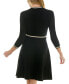 ფოტო #2 პროდუქტის Juniors' Contrast-Trim High-Neck Fit & Flare Dress