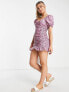 Фото #1 товара Urban Revivo ruched front mini dress in pink floral print