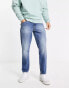 Фото #4 товара ASOS DESIGN tapered fit jeans in dark wash blue - MBLUE