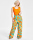 ფოტო #1 პროდუქტის Petite Floral-Print High-Rise Wide-Leg Pants, Created for Macy's