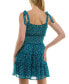 ფოტო #2 პროდუქტის Juniors' Tie-Shoulder Tiered Smocked Mini Dress